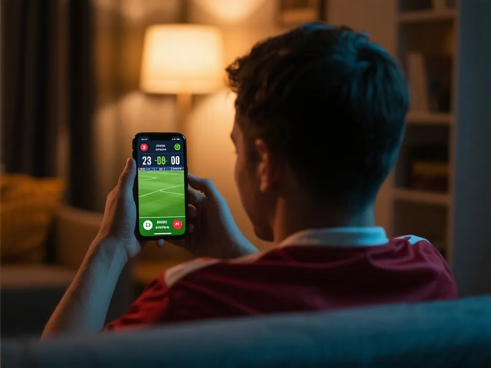 使用即时比分在手机端追踪比赛示意